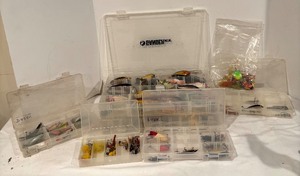 lot 578R image: LL - Collection of Assorted Fishing Lures in Tackle Boxes