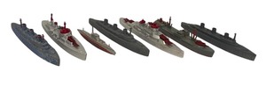 lot 581R image: LL - Set of 6 Vintage Tootsie Toy Metal Model Ships