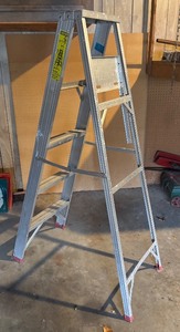 lot 594R image: G - Werner 5 ft Aluminum Step Ladder Model 355 Type III
