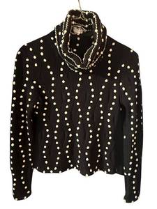 lot 151C image: DR - Carlisle Black Merino Wool Polka Dot Sweater with Detachable Collar, Size S