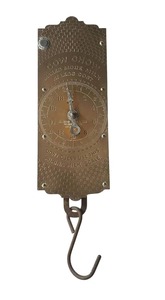 lot 155C image: KDR - Vintage Purina Milk Scale 17 Inch Hanging Spring Balance