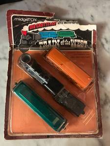 lot 201C image: K - Vintage MidgeToys Die-Cast Train of the West Set in Original Packaging