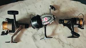 lot 202C image: LR - Set of 3 Vintage Spinning Fishing Reels Including Berkley and Daiwa