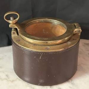 lot 212C image: LR - Vintage Brass and Glass Nautical Porthole Ashtray