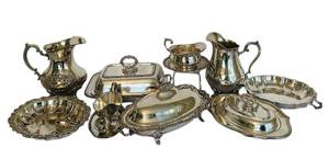 lot 401C image: LR - Assorted Vintage Silverplate Serving Pieces and Tableware Collection