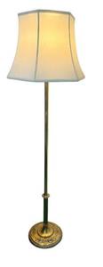 lot 447C image: LR - 61-Inch Brass Floor Lamp with Decorative Base and Shade