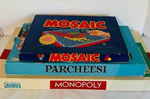 lot 452C image: LR - Vintage Board Games Collection Mosaic, Parcheesi, and Monopoly