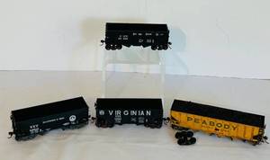 lot 455C image: LR - Set of 4 Vintage Model Railroad Coal Cars with Extra Wheels