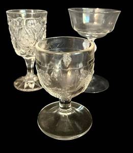 lot 508C image: LR - Antique Pressed and Cut Glassware Collection with Decanter and Pedestal Bowl
