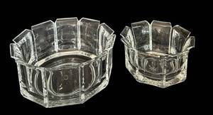 lot 509C image: LR - Set of 2 Thick Plastic Decorative Bowls with Cut Glass Style Design