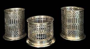 lot 512C image: DR - Set of 3 Vintage Silverplate Openwork Ketchups Wilcox and EPNs 3.75in