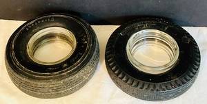 lot 529C image: DR - Pair of Vintage Tire Ashtrays Firestone and Seiberling 6 Inch