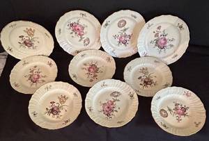 lot 535C image: DR - Set of 10 Royal Copenhagen Denmark Porcelain Plates with Floral Design