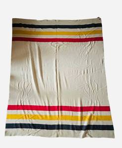 lot 325A image: Vintage Faribo Pure Virgin Wool Blanket with Multicolor Stripes