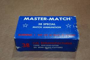 lot 159 image: 50 Master Match .38 Spl 158 Gr Semi Wad Cutter Ammo