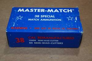 lot 160 image: 50 Master Match .38 Spl 158 Gr Semi Wad Cutter Ammo