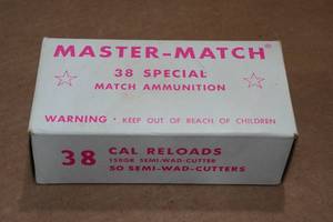lot 161 image: 50 Master Match .38 Spl 158 Gr Semi Wad Cutter Ammo