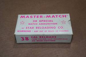 lot 164 image: 50 Master Match .38 Spl 148 Gr Swaged Lead Wad Cutter Ammo