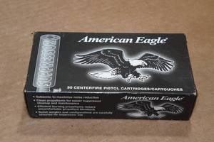 lot 182 image: 50 American Eagle Suppressor 9mm 124 Gr FMJ Ammo