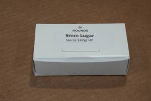 lot 199 image: 50 9mm Luger 147 Gr Sierra HP Ammo