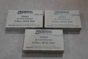 lot 211 image: 60 Federal 5.56mm 55 Gr FMJ BT Ammo