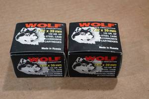 lot 213 image: 40 Wolf 7.62 x 39mm 122 Gr HP Steel Case Ammo