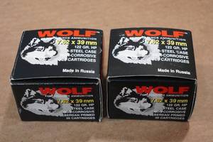 lot 214 image: 40 Wolf 7.62 x 39mm 122 Gr HP Steel Case Ammo