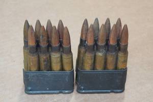 lot 220 image: 2 Clips with .30 Cal FMJ Ammo