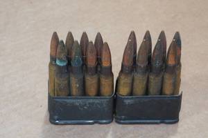 lot 221 image: 2 Clips with .30 Cal FMJ Ammo