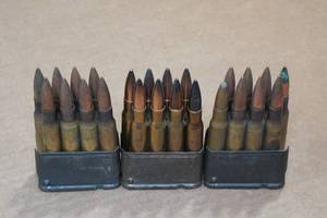 lot 222 image: 3 Clips with .30 Cal Ammo