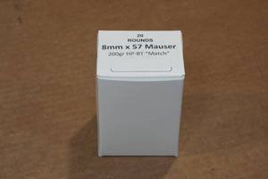 lot 247 image: 20 8mm Mauser 200 Gr HP BT Match Ammo