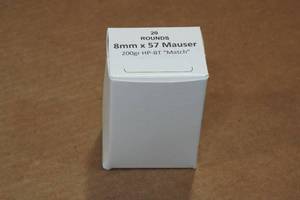 lot 248 image: 20 8mm Mauser 200 Gr HP BT Match Ammo