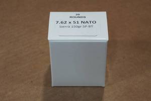 lot 261 image: 20 7.62 x 51mm (.308 Win) 150 Gr Sierra SP BT Ammo