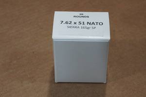 lot 262 image: 20 7.62 x 51mm (.308 Win) 165 Gr Sierra SP Ammo