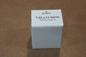 lot 263 image: 20 7.62 x 51mm (.308 Win) 165 Gr Sierra SP Ammo