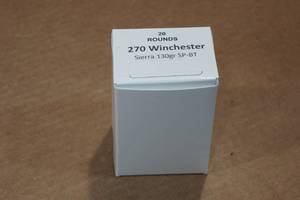 lot 268 image: 20 .270 Win 130 Gr Sierra SP BT Ammo