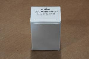 lot 270 image: 20 .270 Win 130 Gr Sierra SP BT Ammo