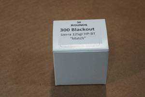 lot 271 image: 30 .300 Blackout 125 Gr Sierra HP BT Match Ammo