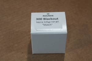 lot 272 image: 30 .300 Blackout 125 Gr Sierra HP BT Match Ammo