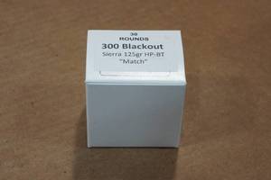 lot 273 image: 30 .300 Blackout 125 Gr Sierra HP BT Match Ammo