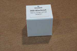 lot 276 image: 30 .300 Blackout 125 Gr Sierra HP BT Match Ammo
