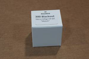 lot 277 image: 30 .300 Blackout 125 Gr Sierra HP BT Match Ammo