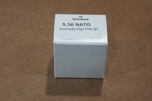 lot 281 image: 30 5.56mm NATO 55 Gr Hornady FMJ BT Ammo