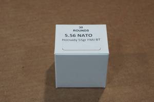 lot 283 image: 30 5.56mm NATO 55 Gr Hornady FMJ BT Ammo