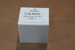lot 285 image: 30 5.56mm NATO 69 Gr Sierra HP BT Match Ammo