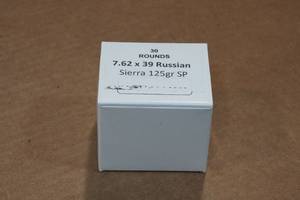 lot 290 image: 30 7.62 x 39mm 125 Gr Sierra SP Ammo