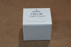 lot 292 image: 30 7.62 x 39mm 125 Gr HP Match Ammo