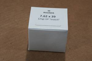 lot 293 image: 30 7.62 x 39mm 125 Gr HP Match Ammo