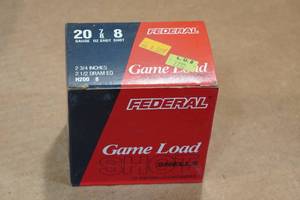 lot 313 image: 25 Federal Game Load 20 Gauge 2-34 8 Shot Shotshells