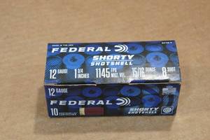 lot 341 image: 10 Federal Shorty 12 Gauge 1-34 8 Shot Shotshells